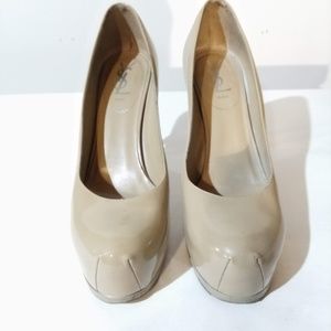 YSL YVES SAINT LAURENT Tribtoo 80 Nude Heel 38.5